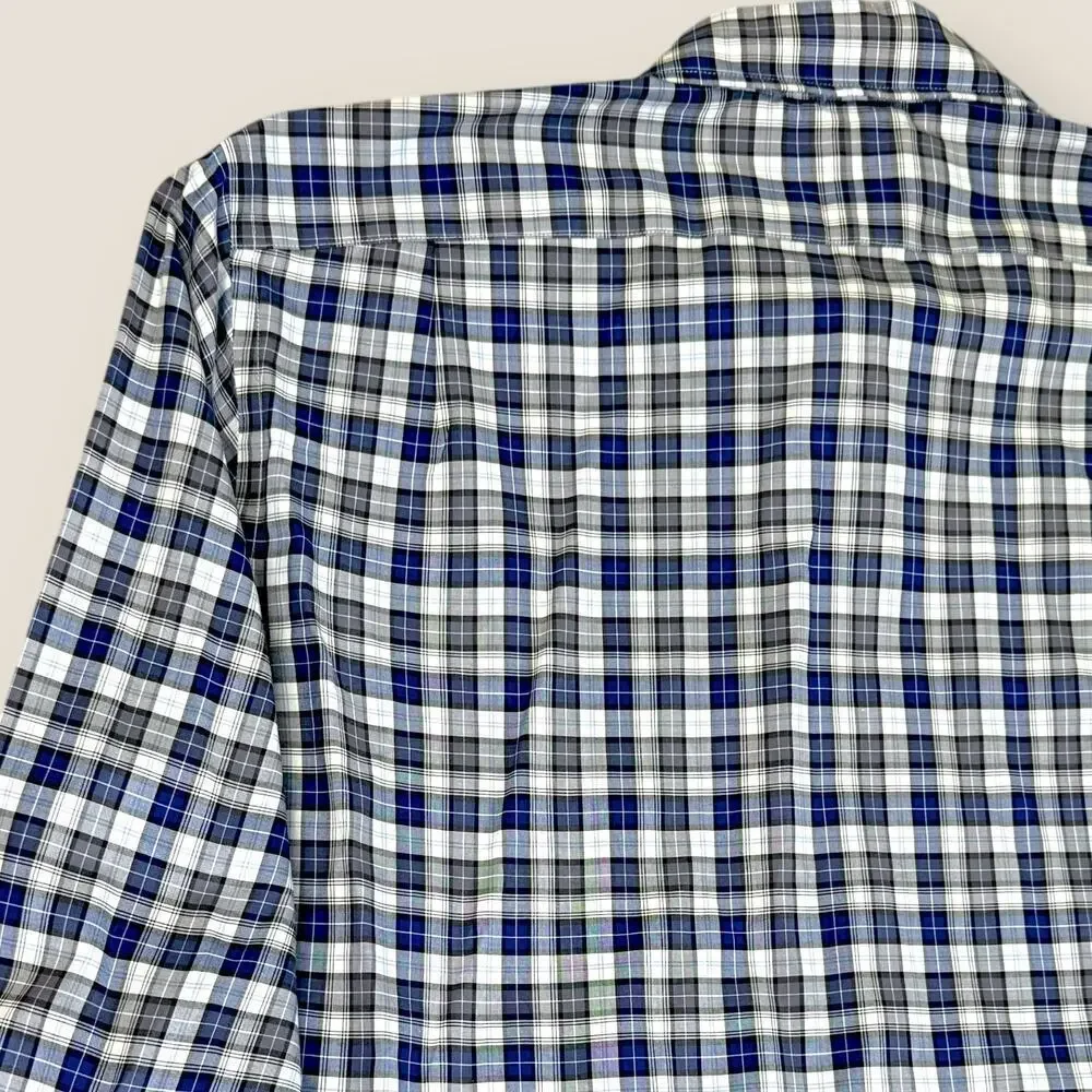 J. Crew Ludlow Plaid Long Sleeve Button Up Shirt Men Size XL 2 Ply Cotton Blue